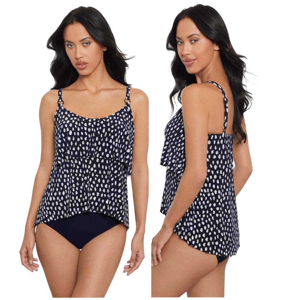 Magicsuit NWT Grace Tankini To Black White Dots Size 12 Wireless Bra Adjustable